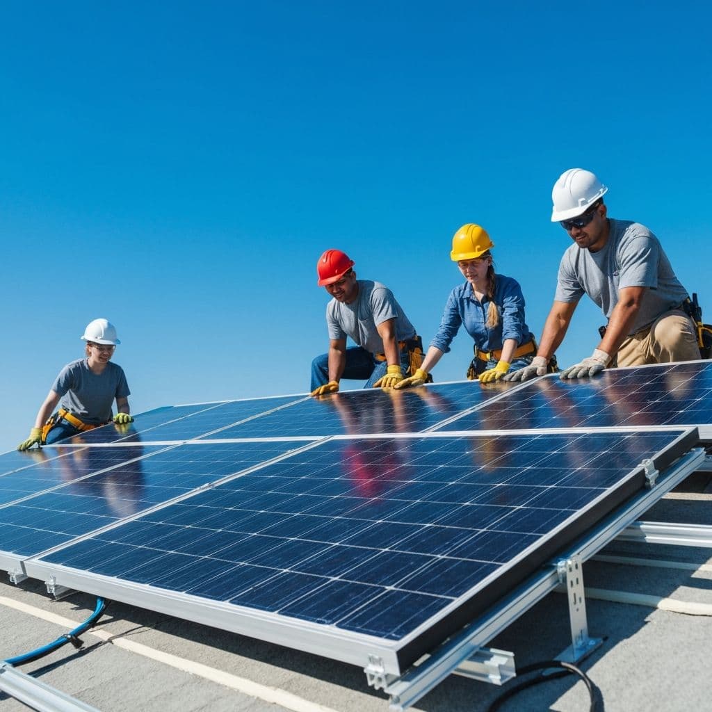 Installation de panneaux solaires sur toiture